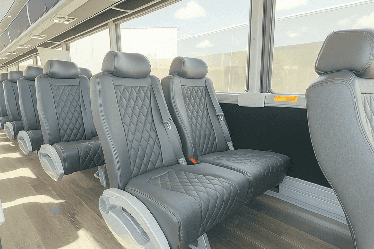 interior of Menifee Coach Bus Service charter bus