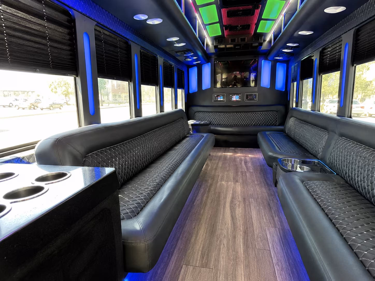 menifee 15 passenger party bus inside